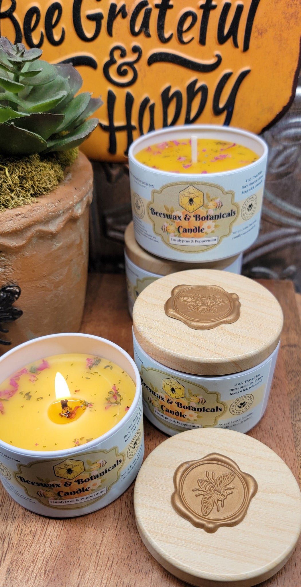All Natural Beeswax Candle 4 oz. Tin
