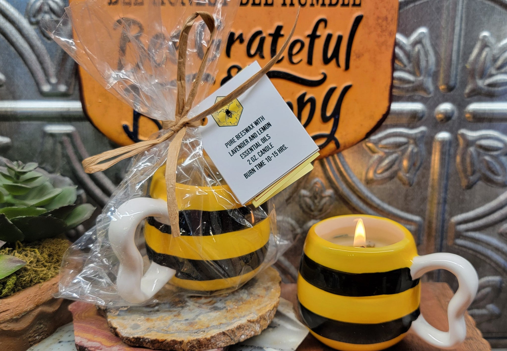 All Natural Beeswax Candle Lemon and Lavender Mini Mug