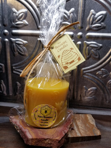 Busy Bee Beeswax Pillar Candle