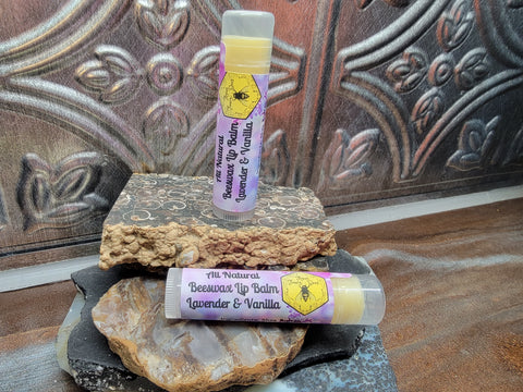 All Natural Beeswax Lip Balm Lavender and Vanilla